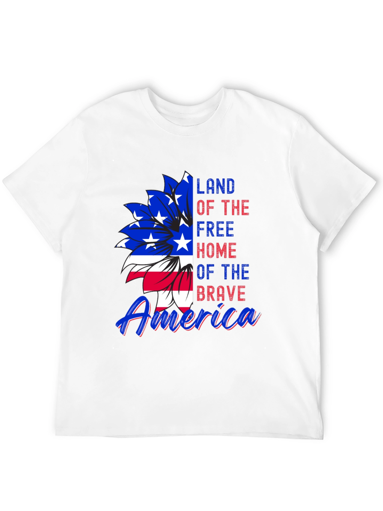 Patriotic USA Flag Flower Graphic Tee