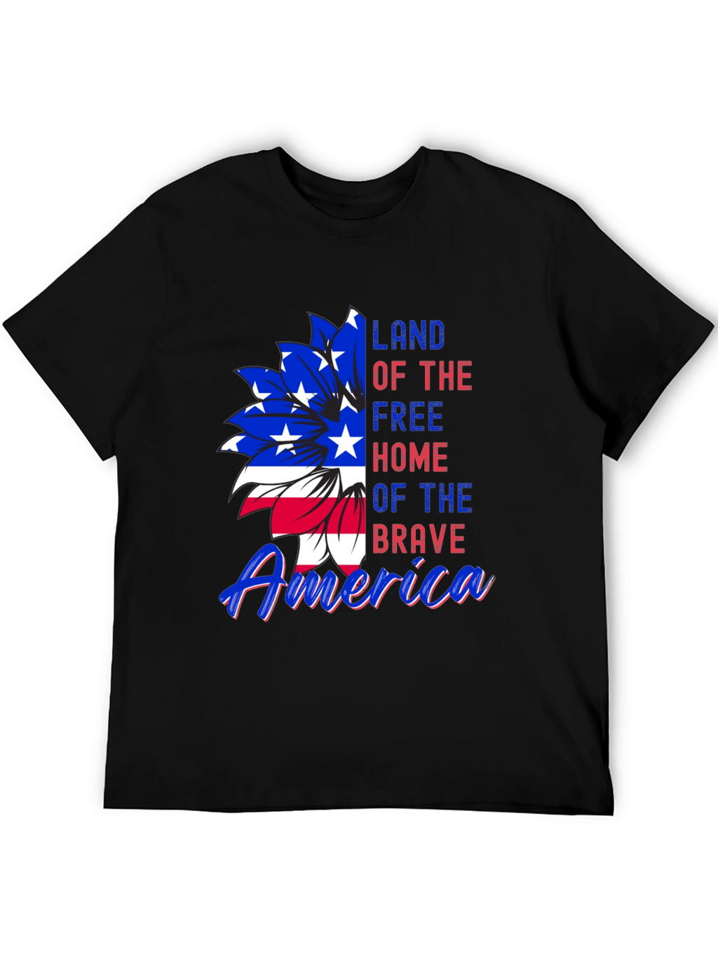 Patriotic USA Flag Flower Graphic Tee