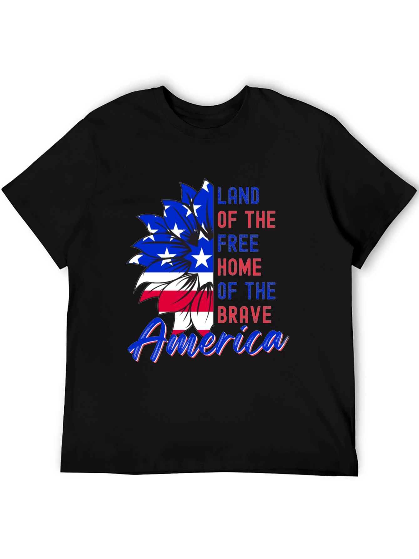 Patriotic USA Flag Flower Graphic Tee