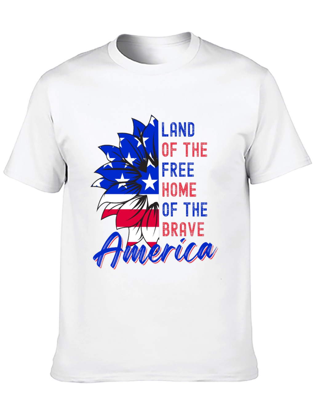 Patriotic USA Flag Flower Graphic Tee