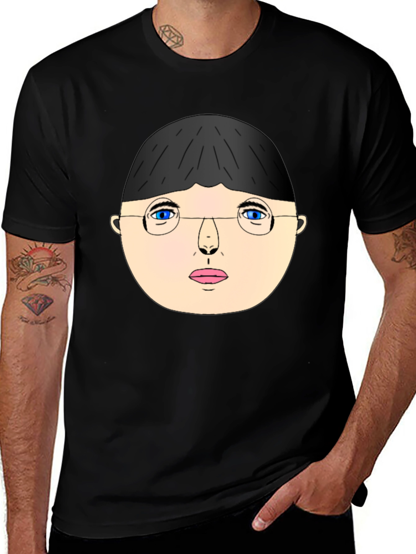 Unique Graphic T-Shirt - Face with Glasses