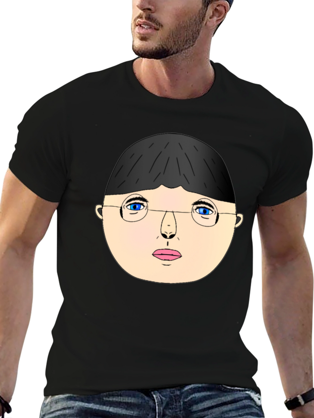 Unique Graphic T-Shirt - Face with Glasses