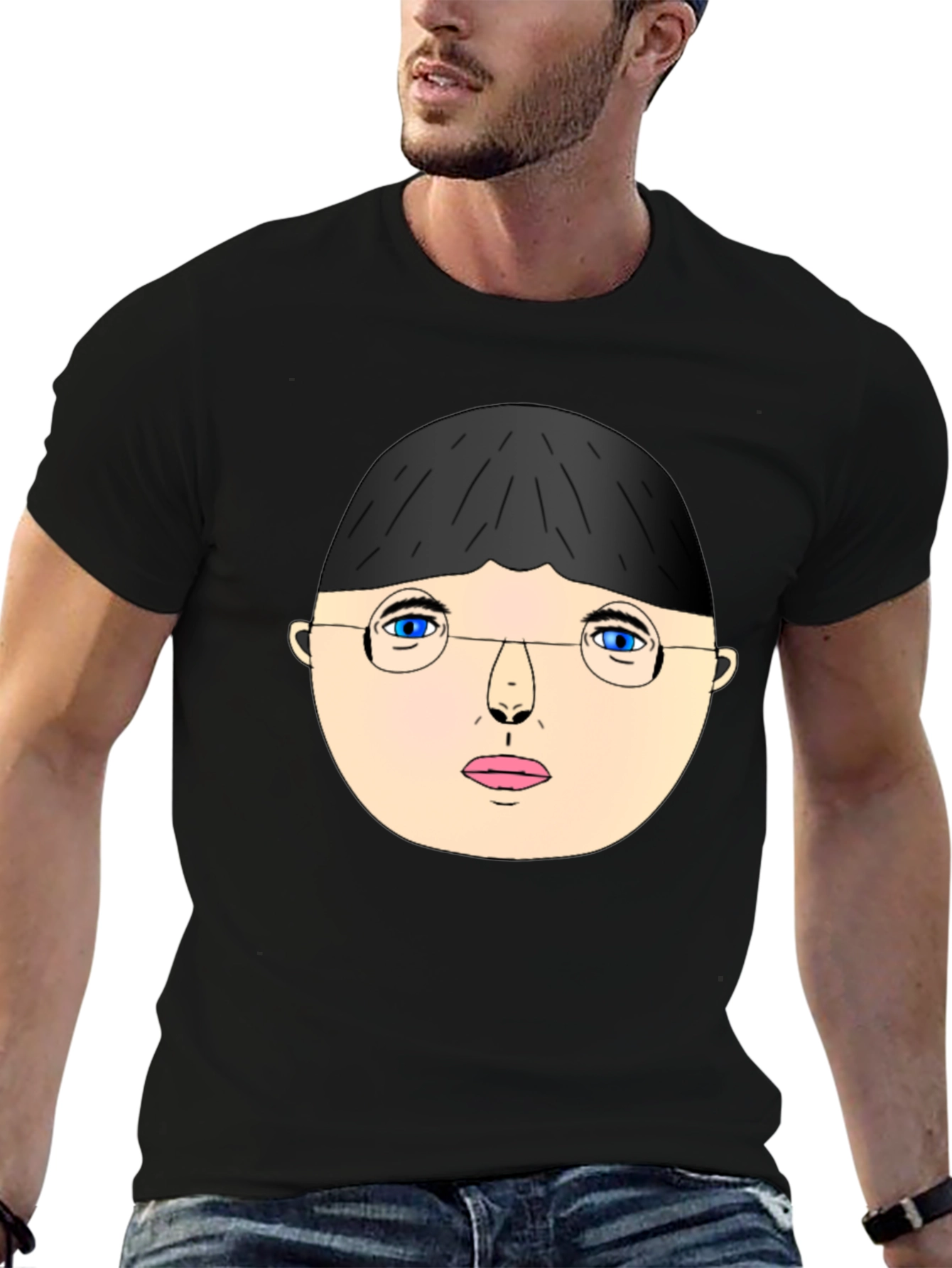 Unique Graphic T-Shirt - Face with Glasses