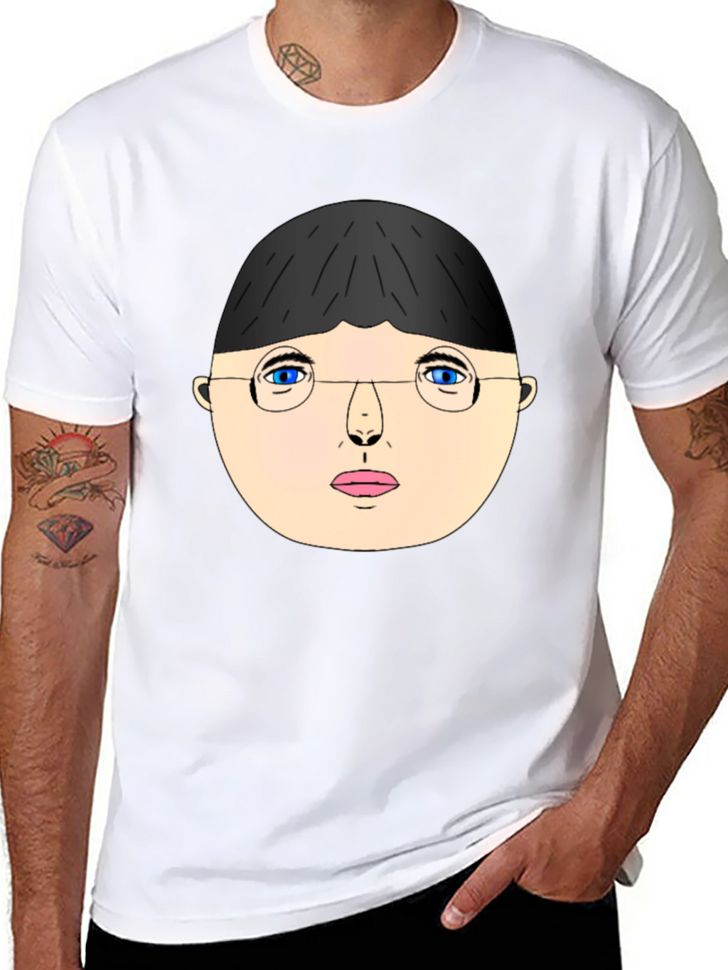 Unique Graphic T-Shirt - Face with Glasses