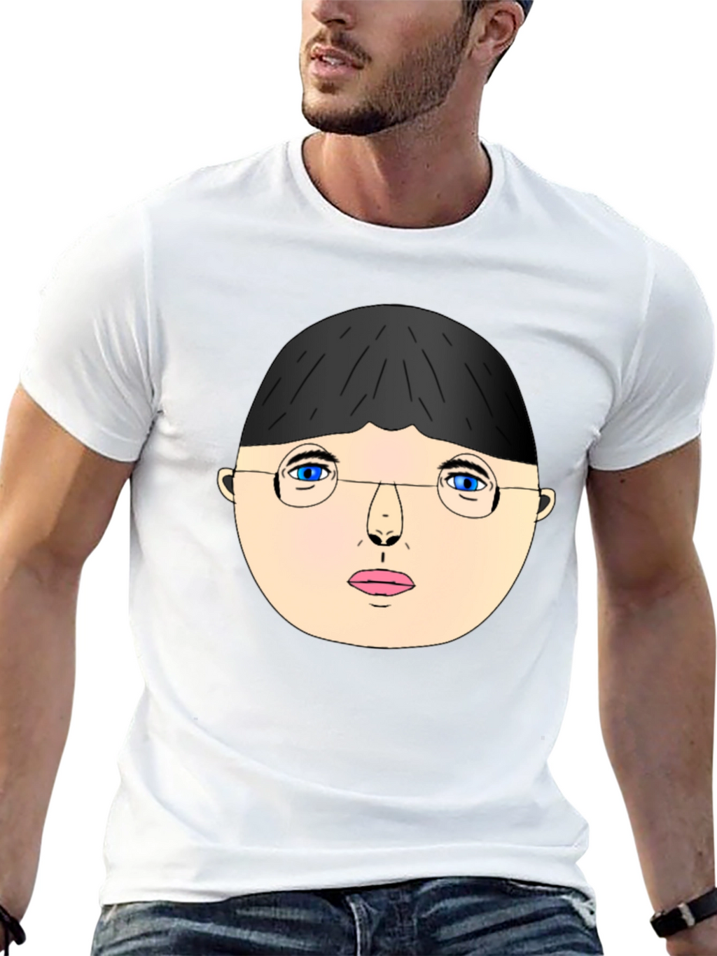 Unique Graphic T-Shirt - Face with Glasses