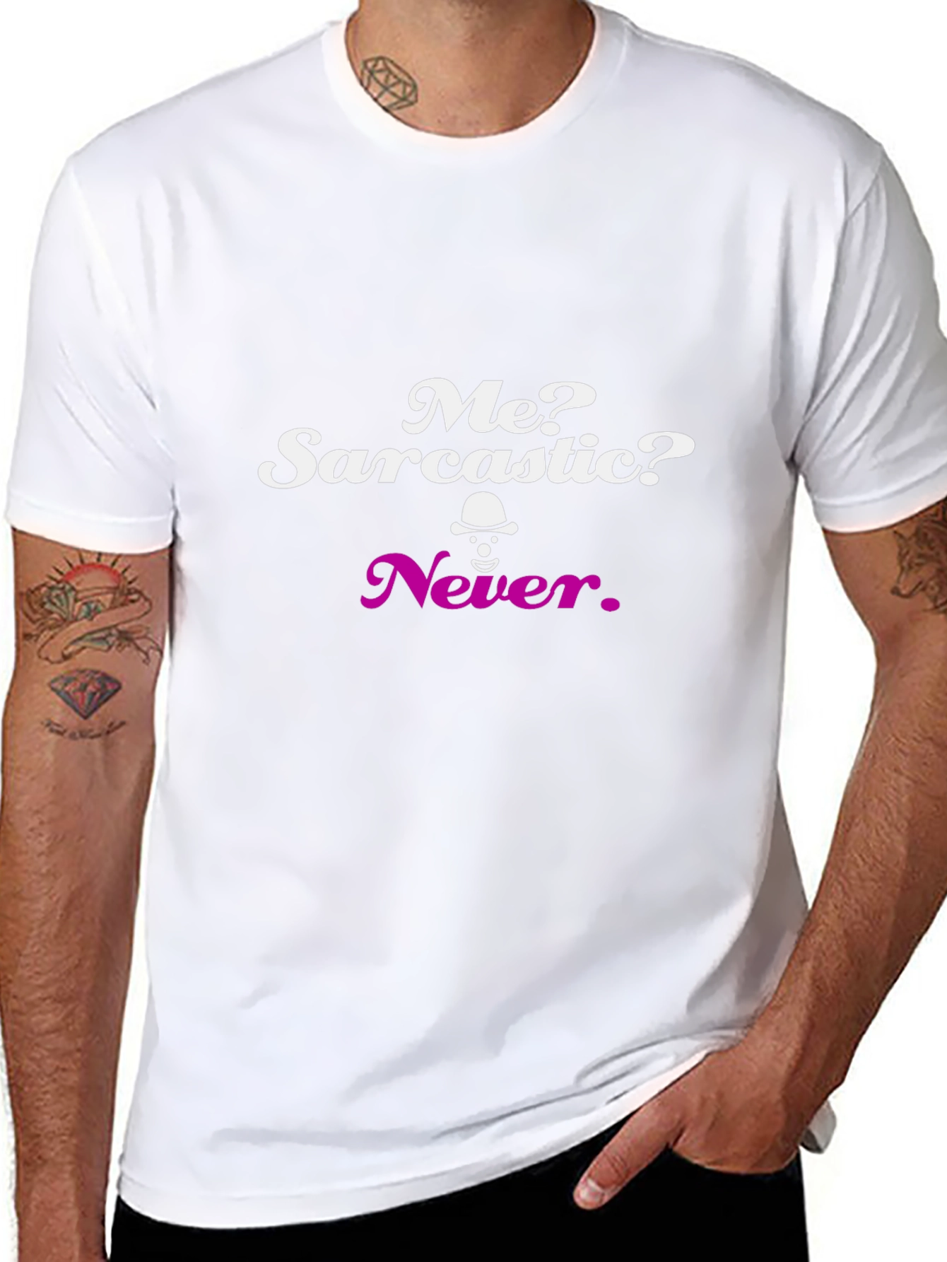 Sarcastic Never Graphic Tee - Black Crew Neck T-Shirt