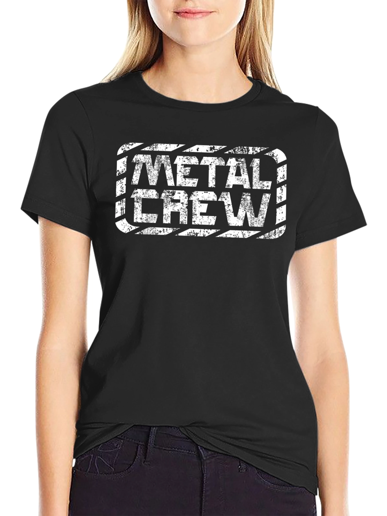Metal Crew Graphic Tee - Black Cotton T-Shirt