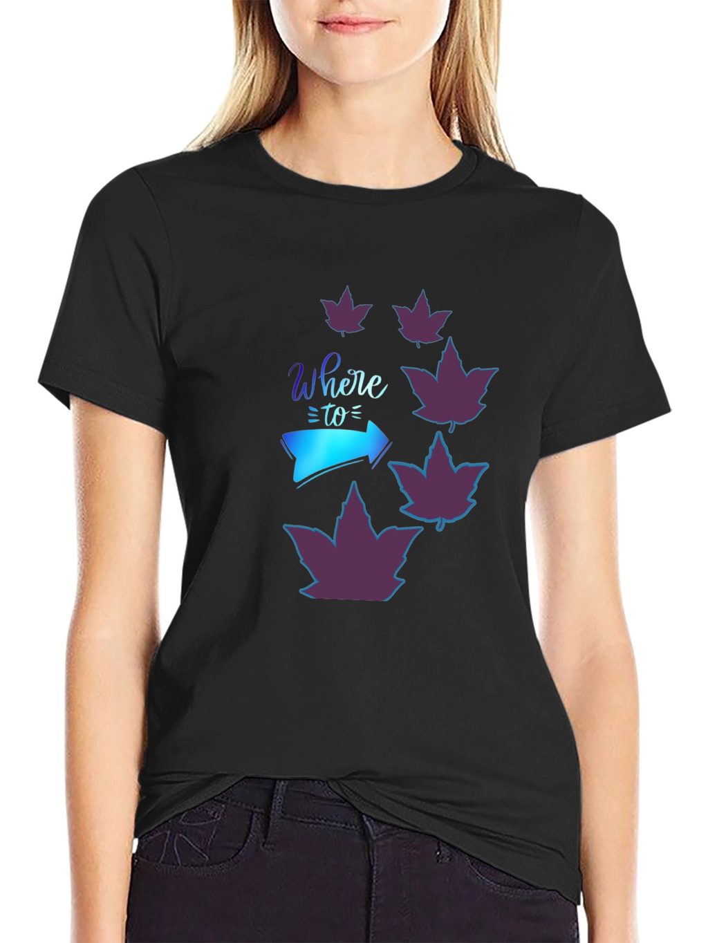 Stylish Where To Maple Leaf Graphic T-Shirt
