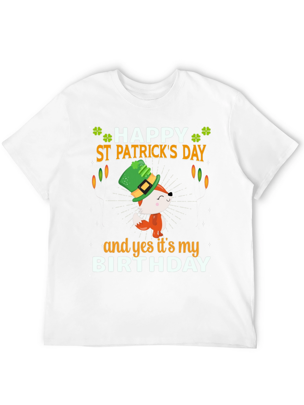 St. Patricks Day Birthday T-Shirt with Fox Graphic