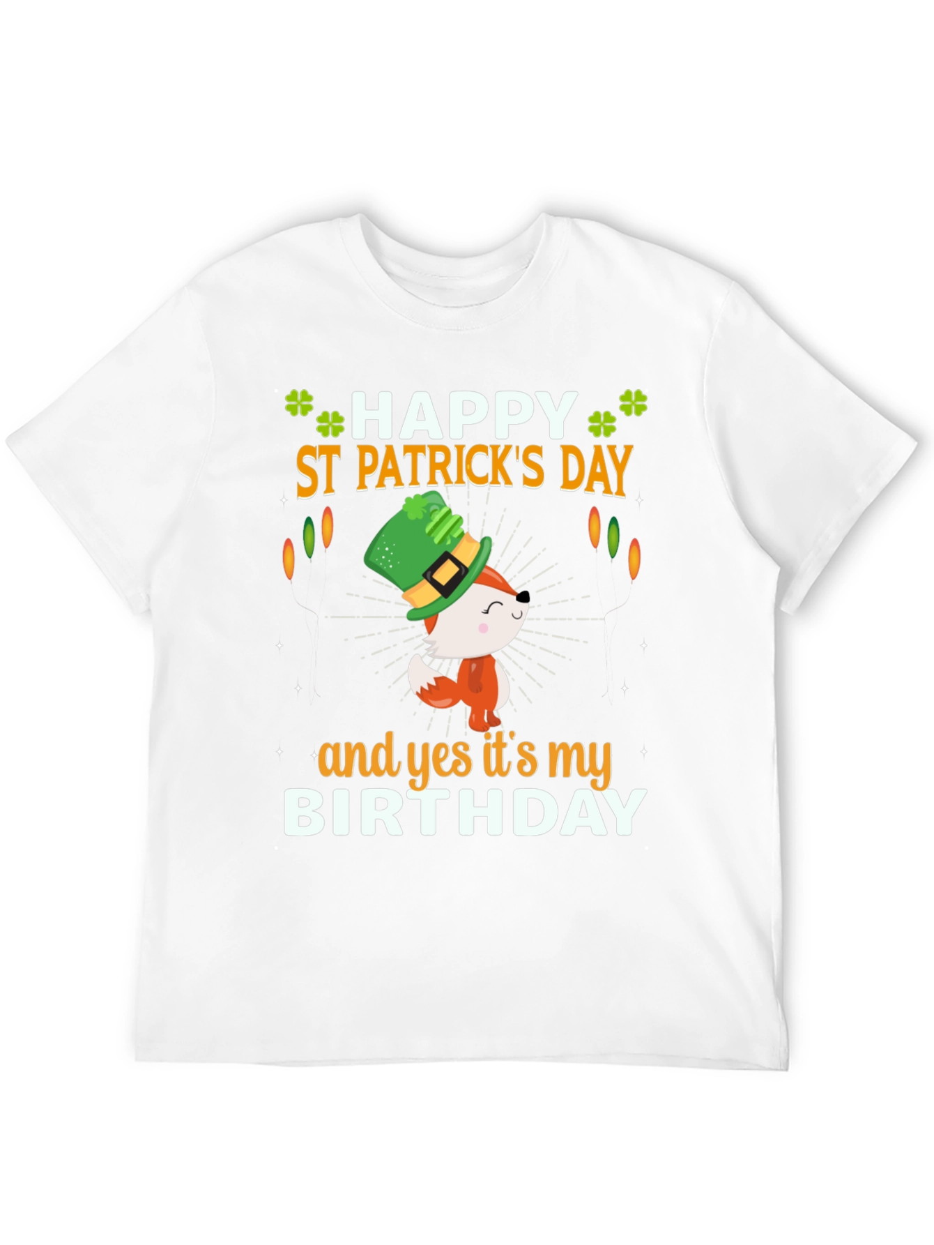St. Patricks Day Birthday T-Shirt with Fox Graphic