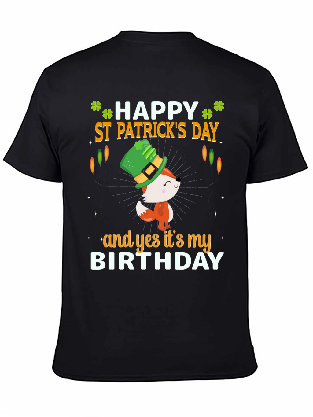 St. Patricks Day Birthday T-Shirt with Fox Graphic