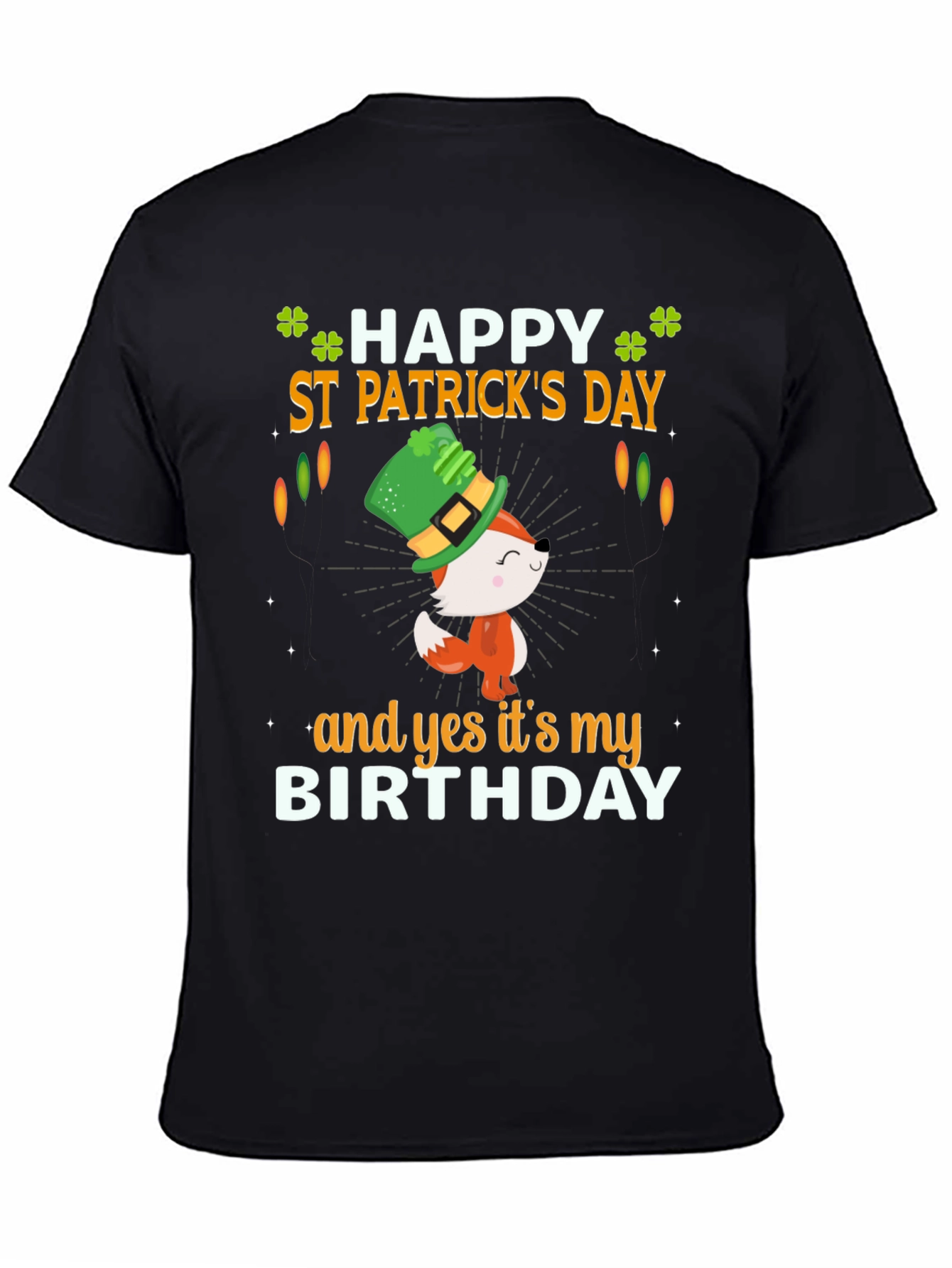St. Patricks Day Birthday T-Shirt with Fox Graphic