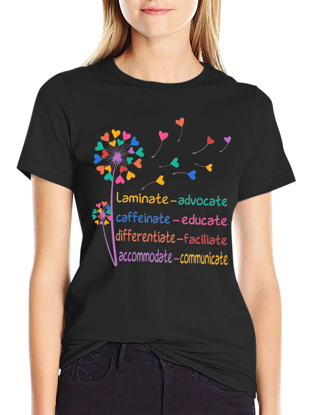 Inspirational Teacher Dandelion Heart T-Shirt