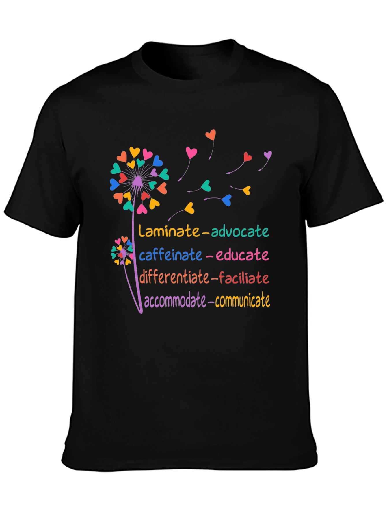 Inspirational Teacher Dandelion Heart T-Shirt