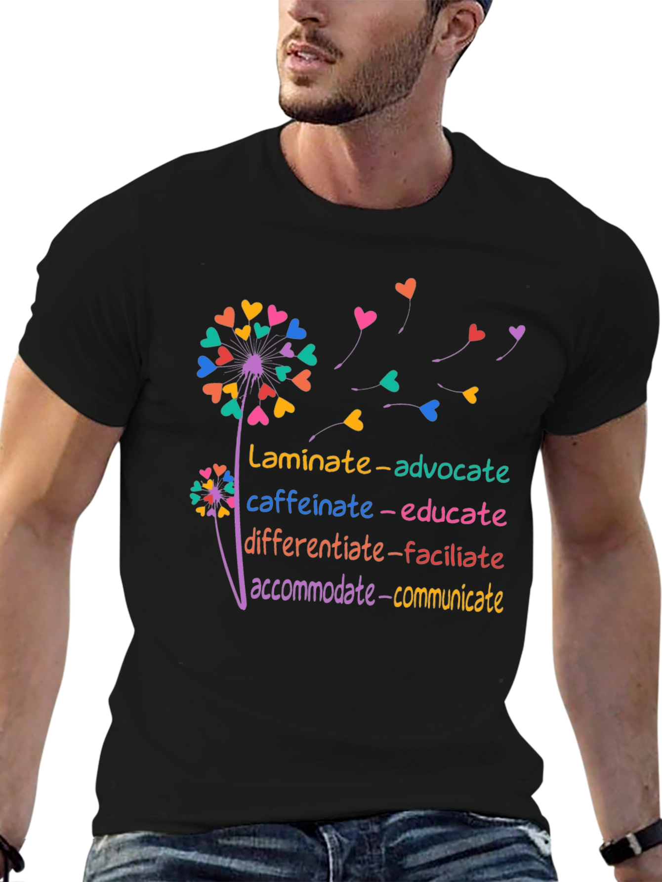 Inspirational Teacher Dandelion Heart T-Shirt