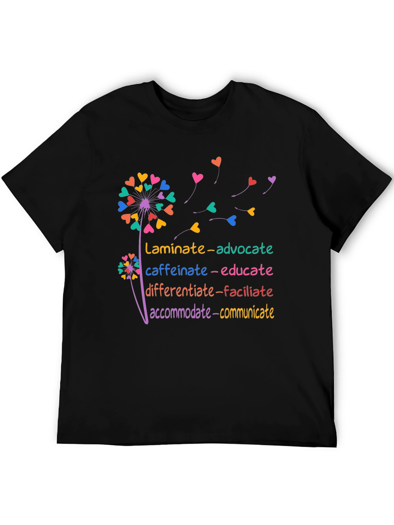 Inspirational Teacher Dandelion Heart T-Shirt
