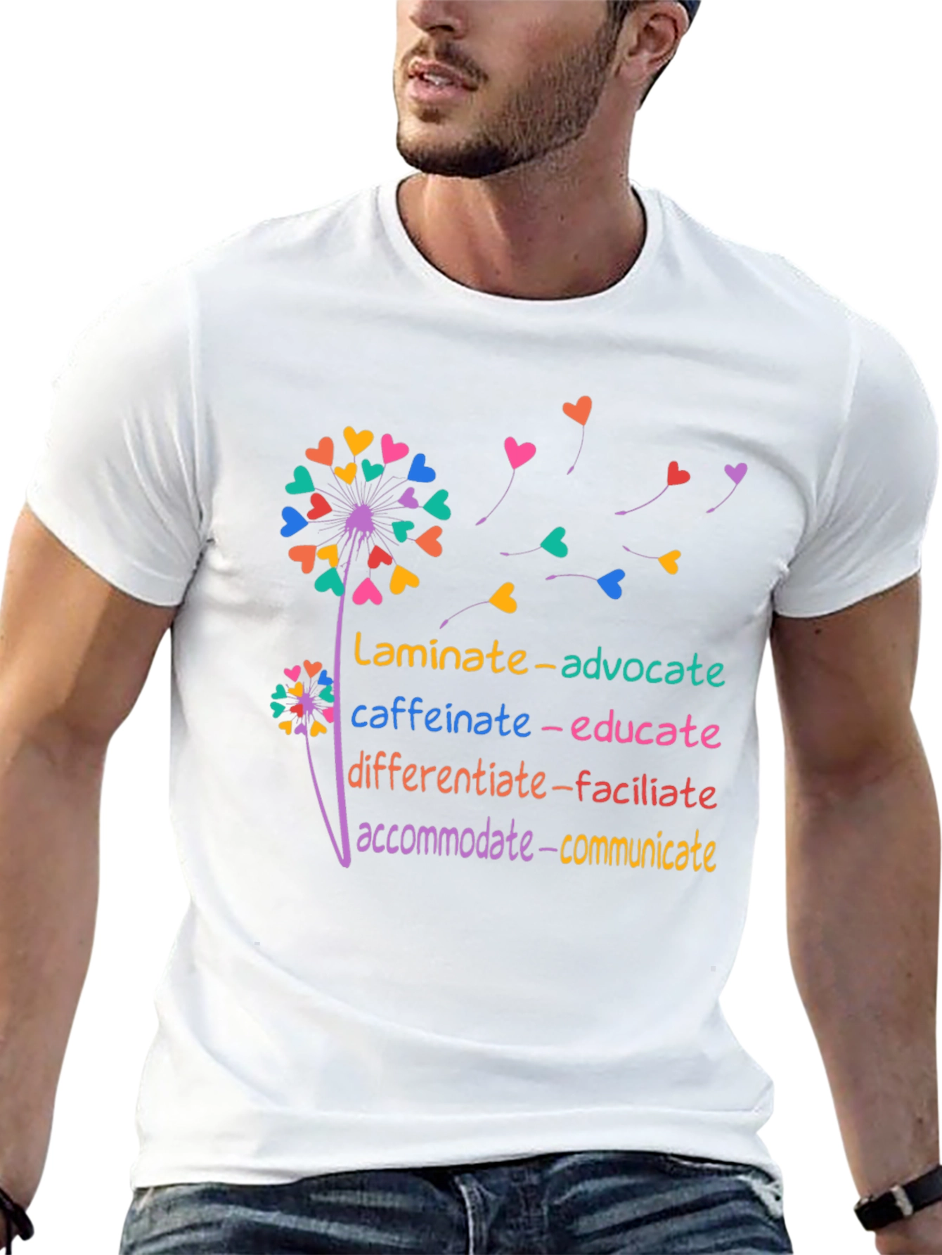 Inspirational Teacher Dandelion Heart T-Shirt