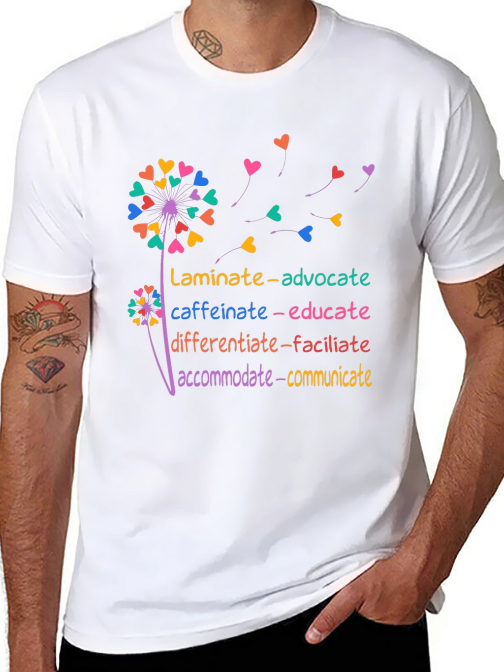 Inspirational Teacher Dandelion Heart T-Shirt