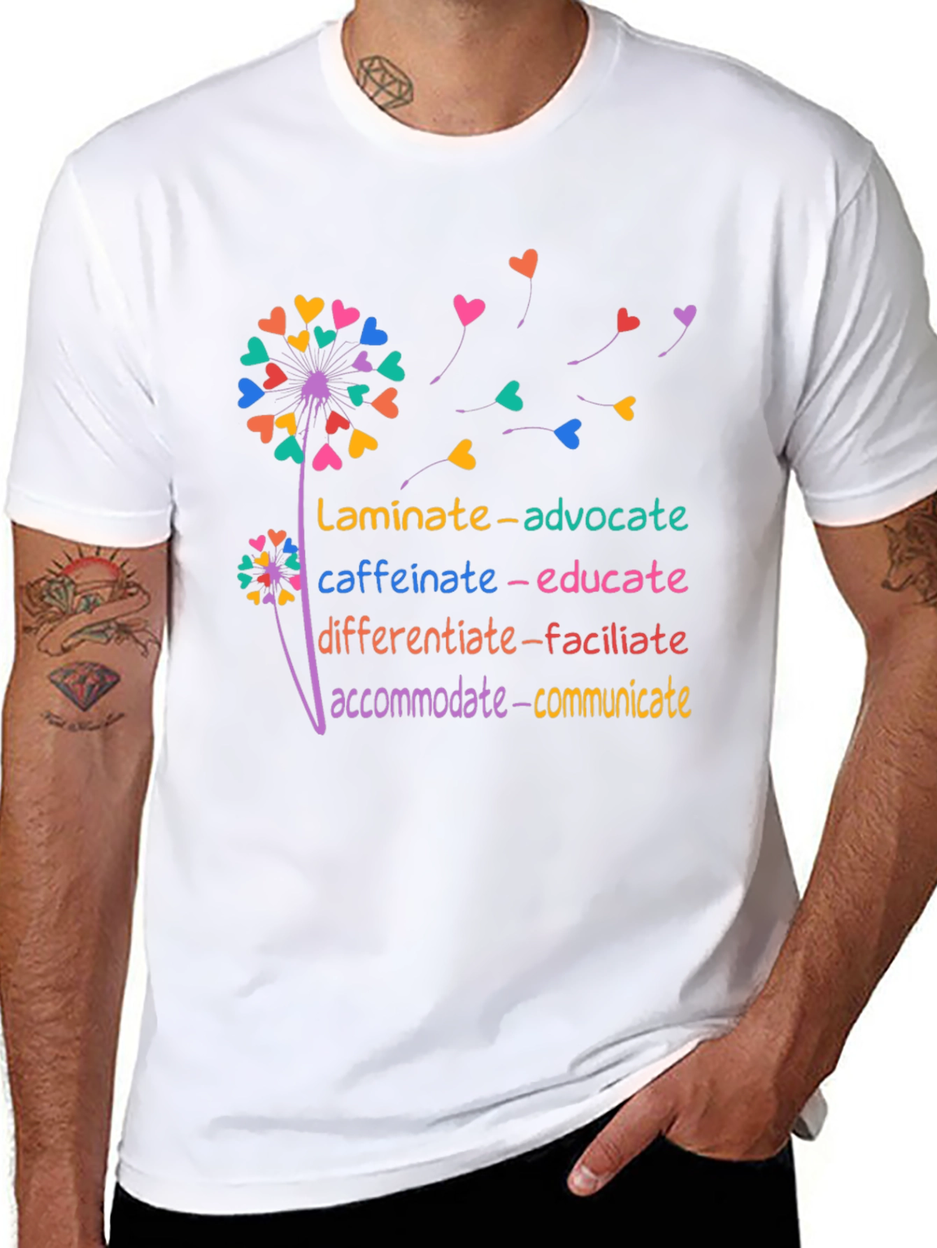 Inspirational Teacher Dandelion Heart T-Shirt