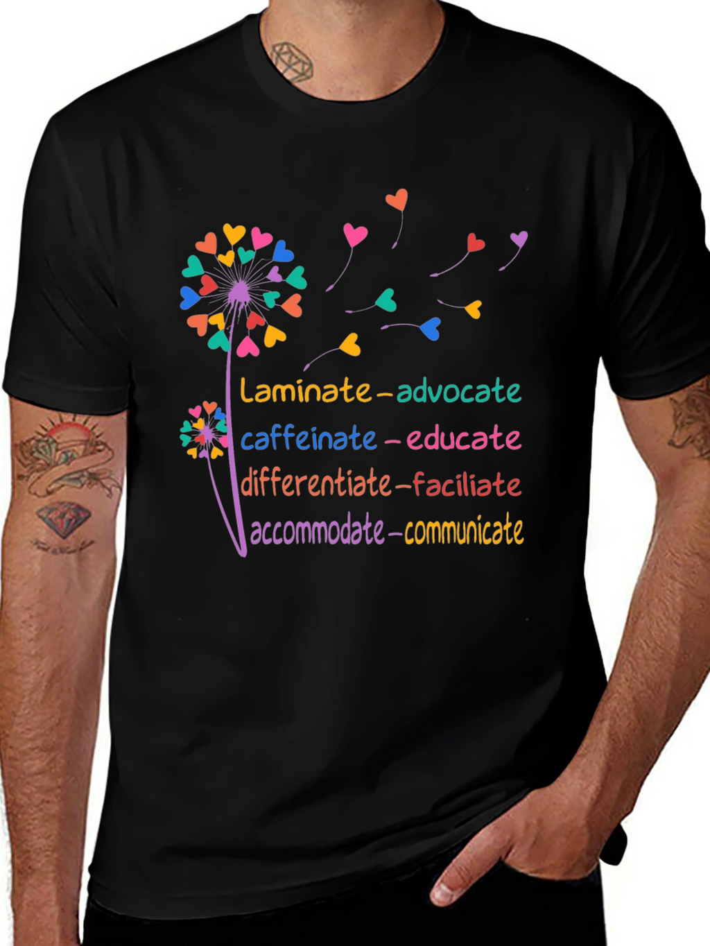 Inspirational Teacher Dandelion Heart T-Shirt