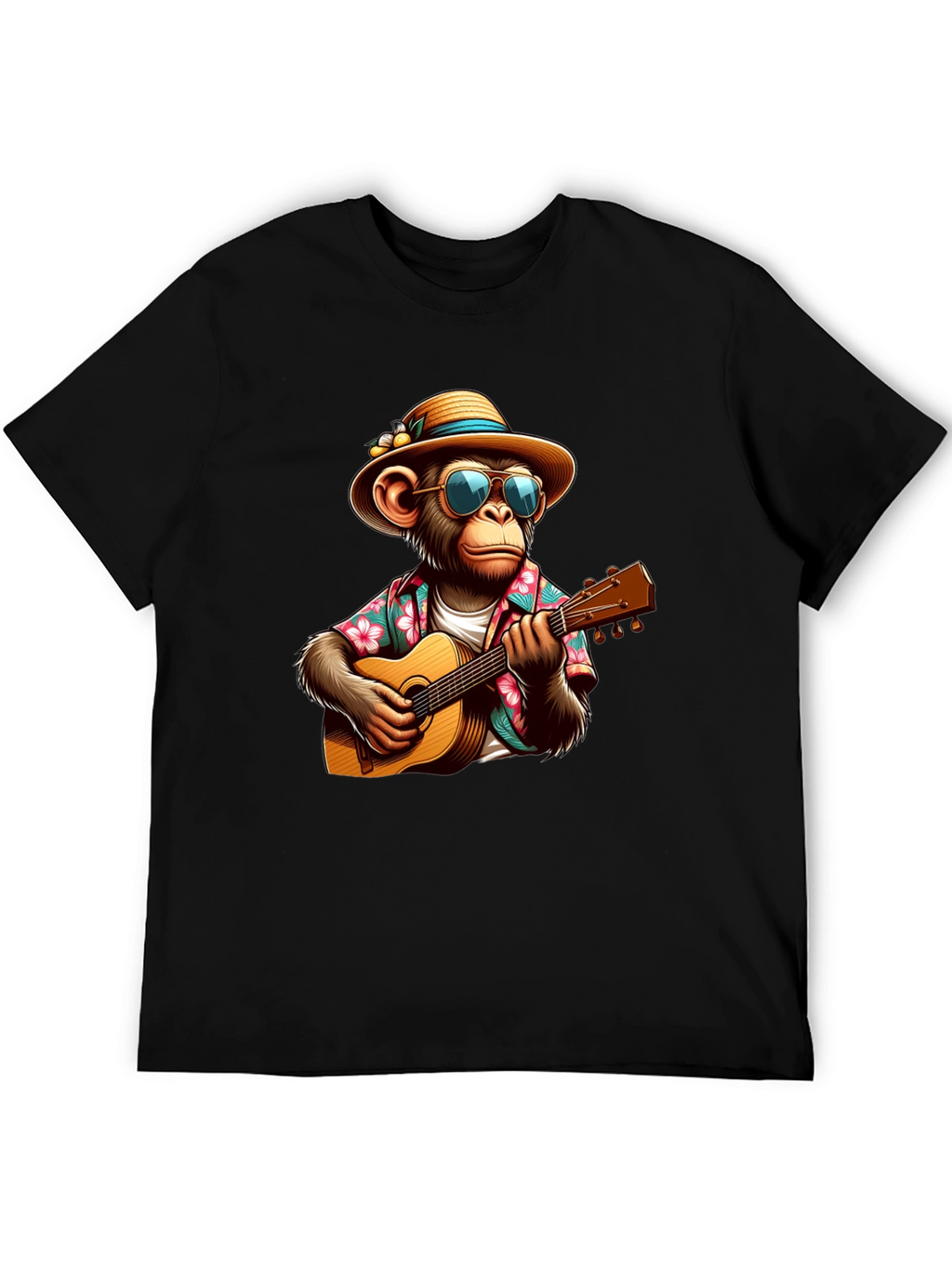 Monkey Guitarist Graphic Tee - Casual & Fun