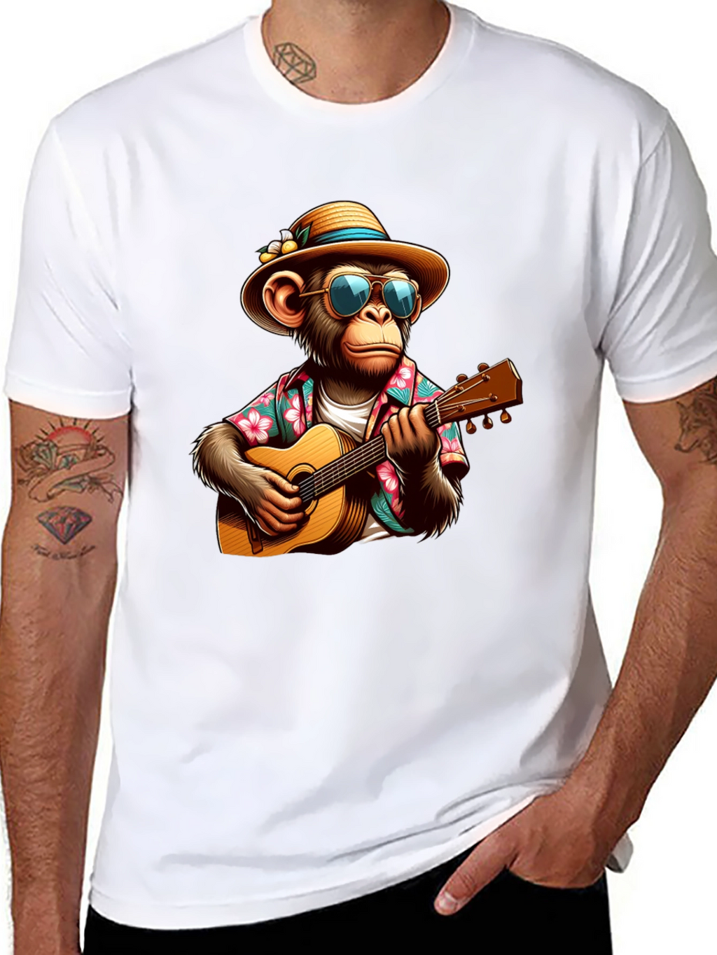 Monkey Guitarist Graphic Tee - Casual & Fun