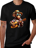 Monkey Guitarist Graphic Tee - Casual & Fun