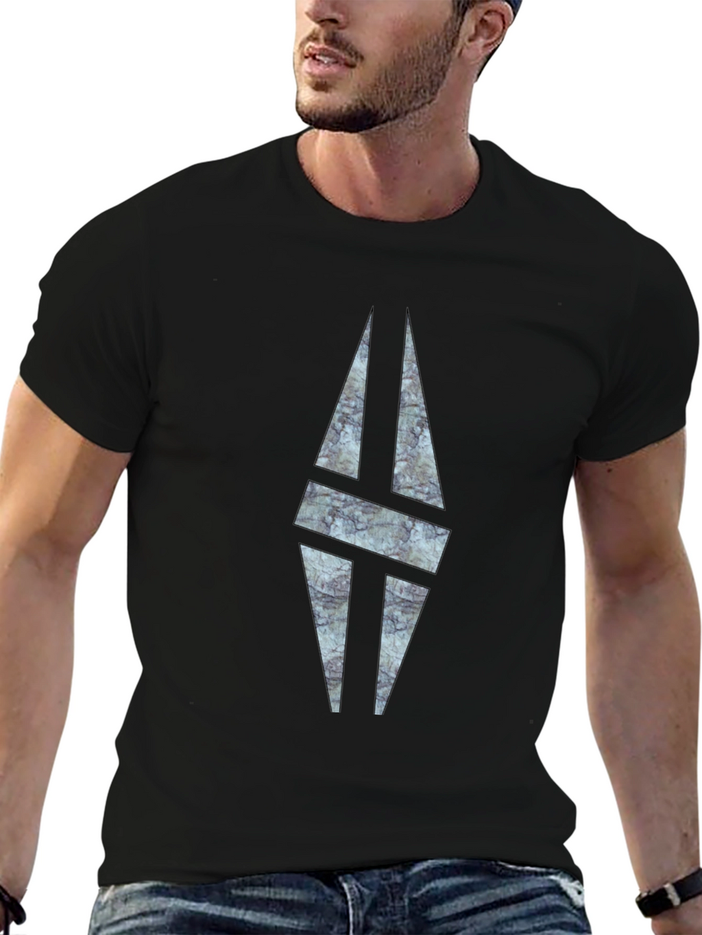 Modern Graphic Print Black T-Shirt