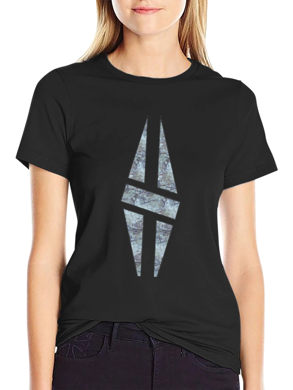 Modern Graphic Print Black T-Shirt