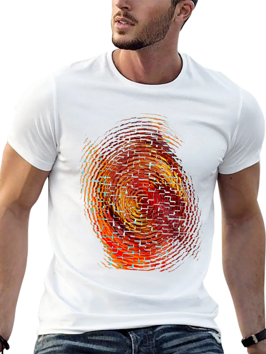 Abstract Graphic Print Black Crew Neck T-Shirt