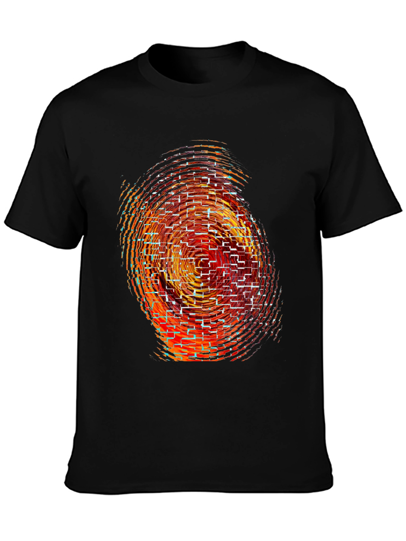 Abstract Graphic Print Black Crew Neck T-Shirt