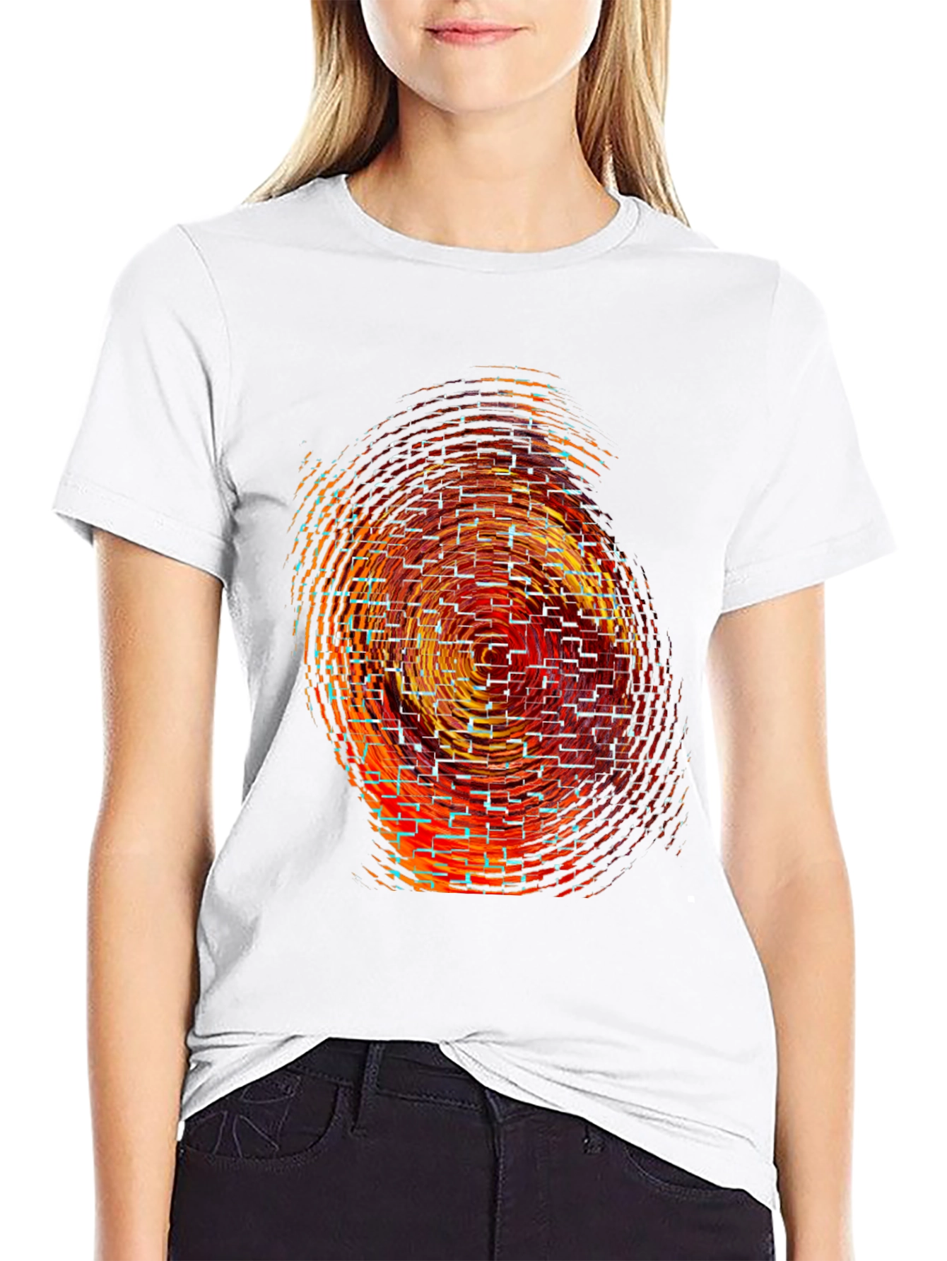 Abstract Graphic Print Black Crew Neck T-Shirt