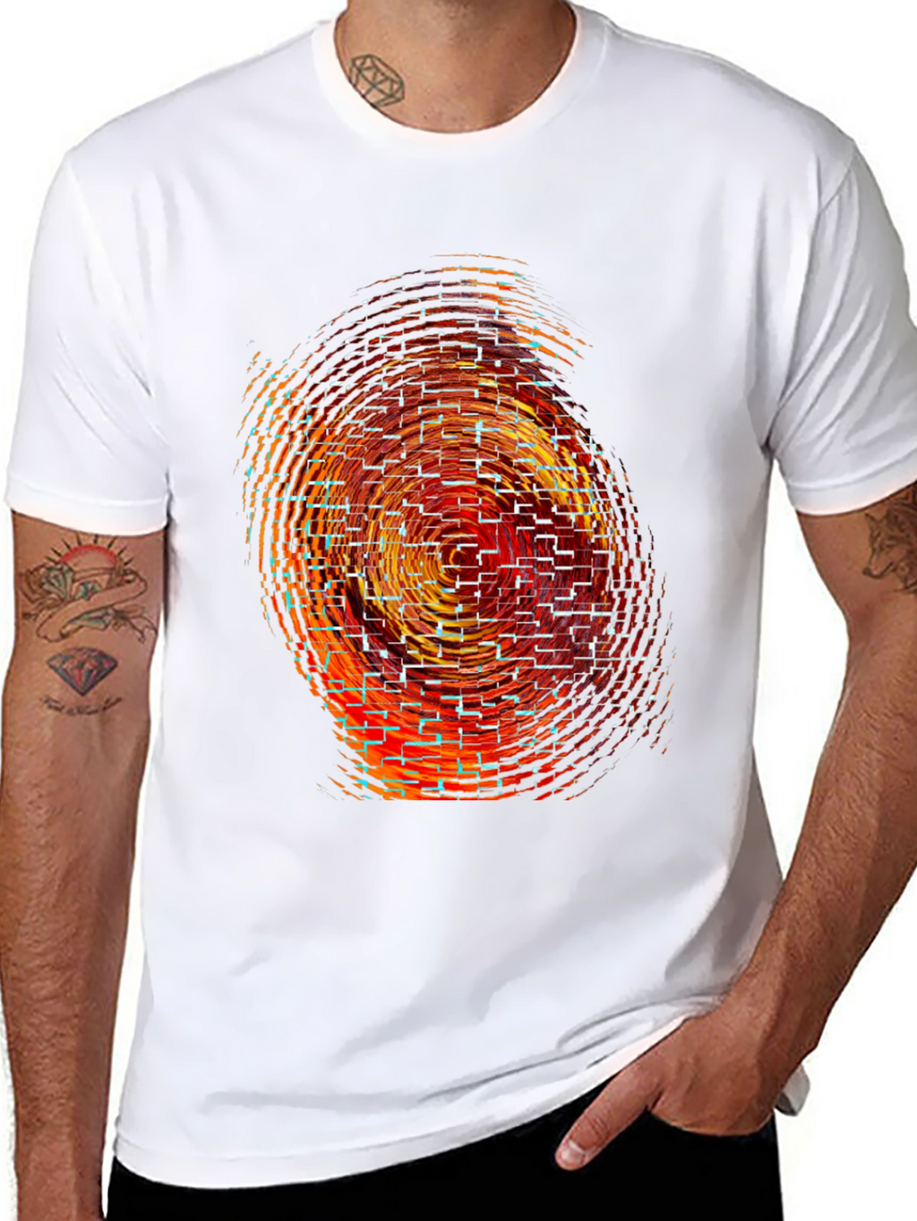 Abstract Graphic Print Black Crew Neck T-Shirt
