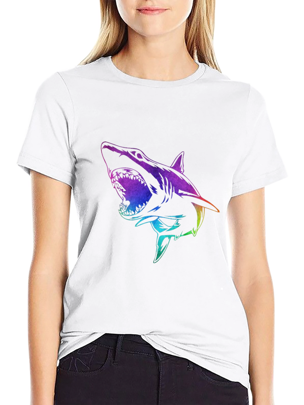 Shark Graphic Print Mens Black T-Shirt