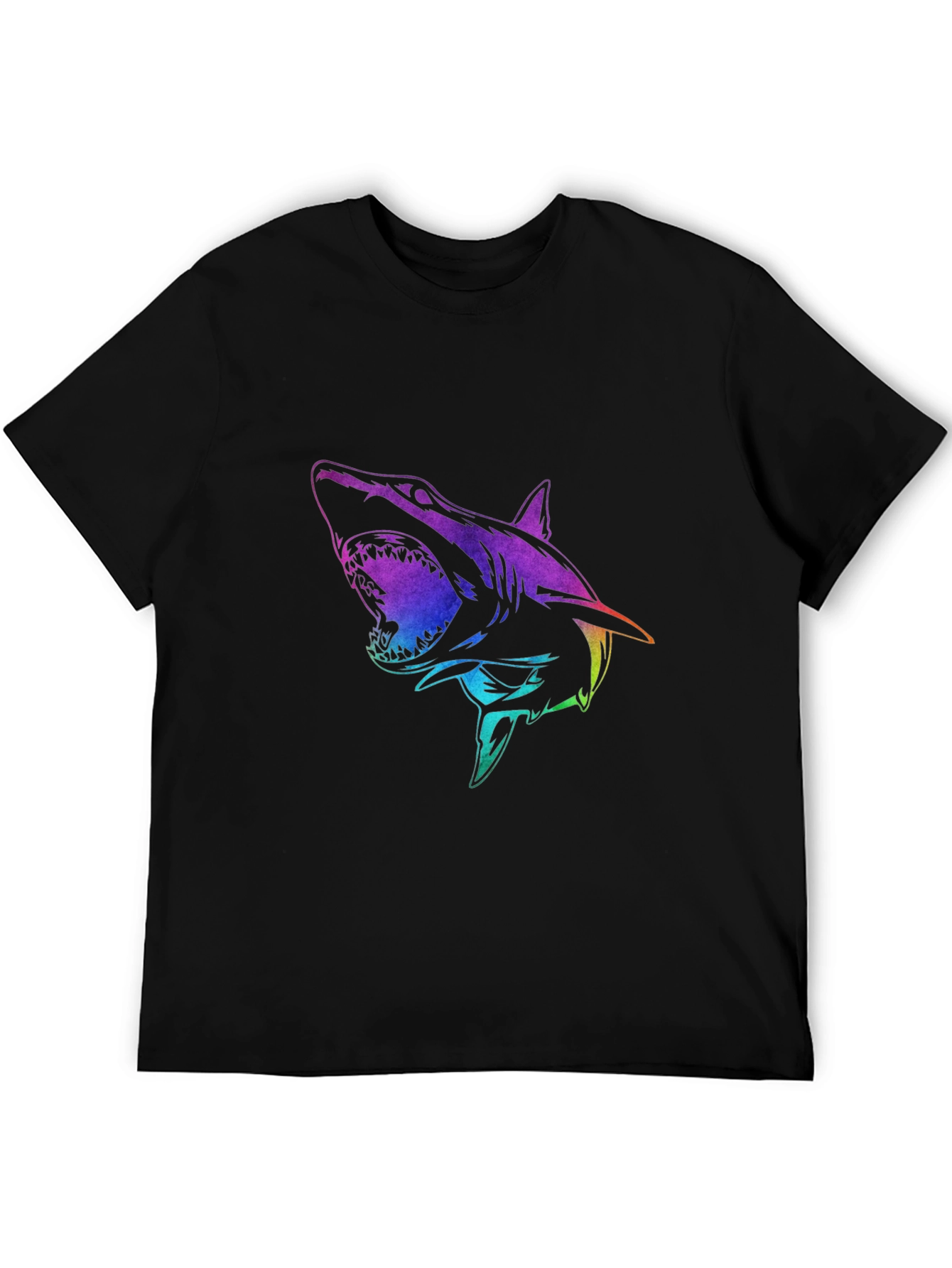 Shark Graphic Print Mens Black T-Shirt