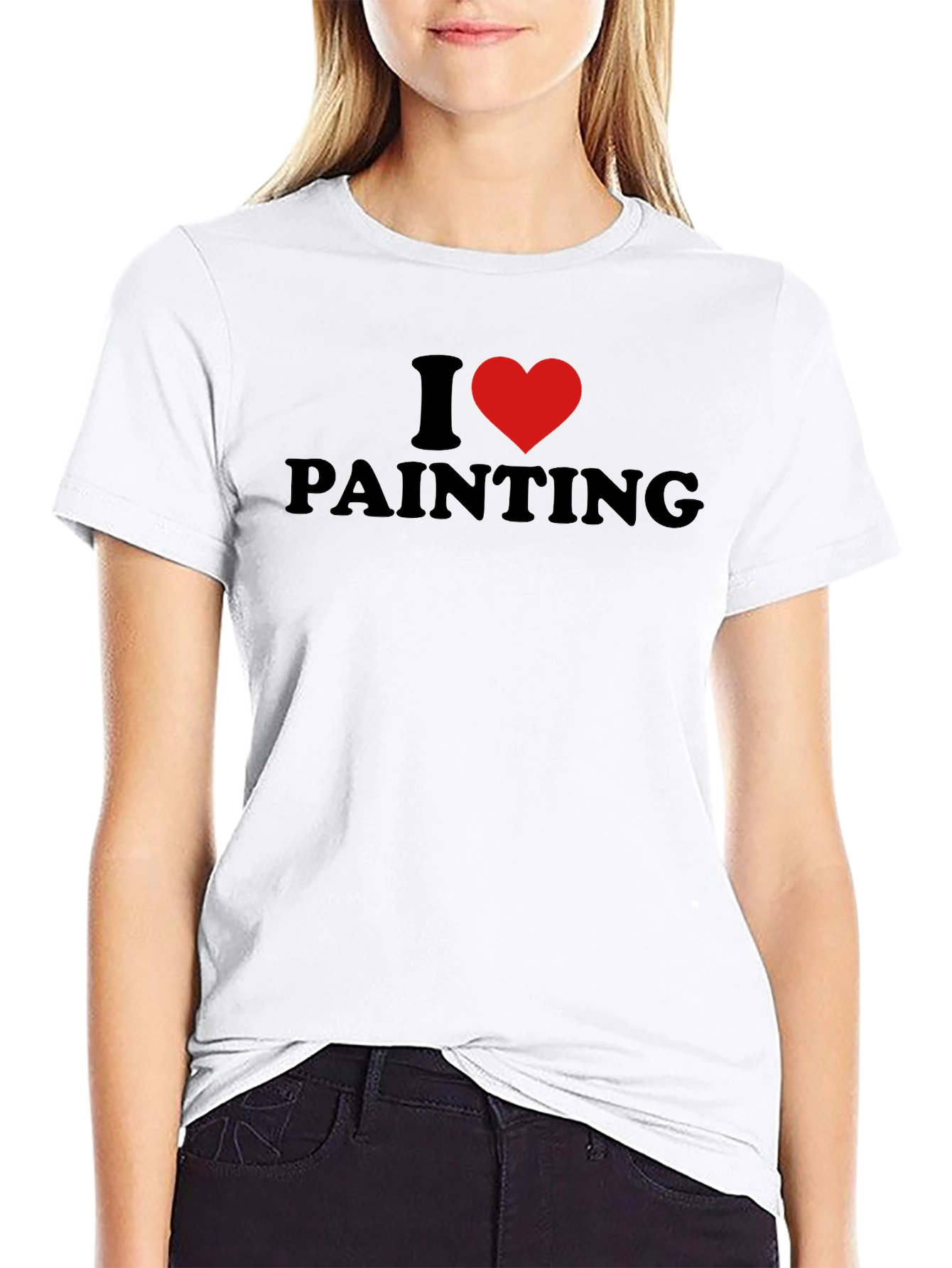 I Heart Painting Graphic Tee - Black Cotton T-Shirt