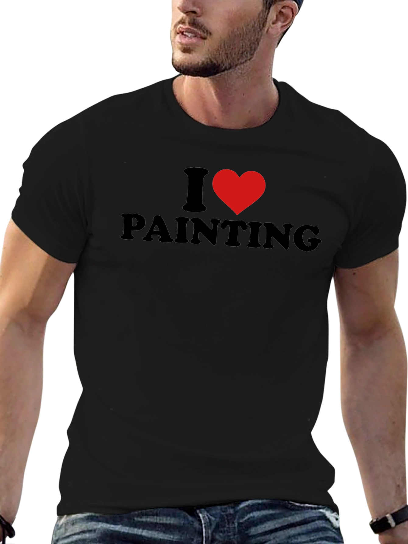 I Heart Painting Graphic Tee - Black Cotton T-Shirt