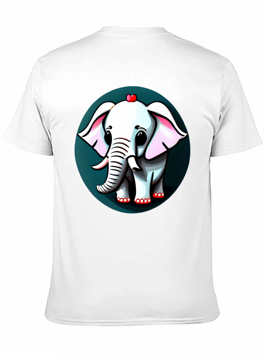 Cute Elephant Cartoon Graphic Tee - Black