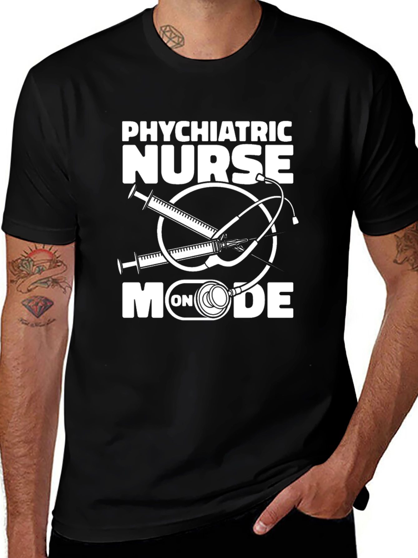 Psychiatric Nurse On Mode Black T-Shirt