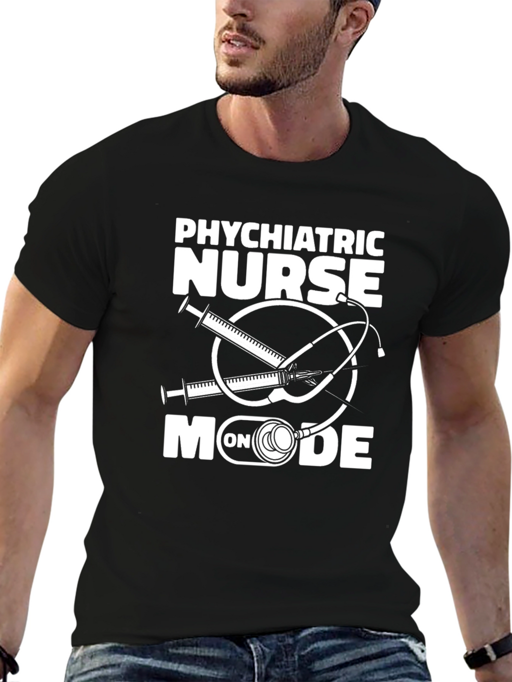 Psychiatric Nurse On Mode Black T-Shirt