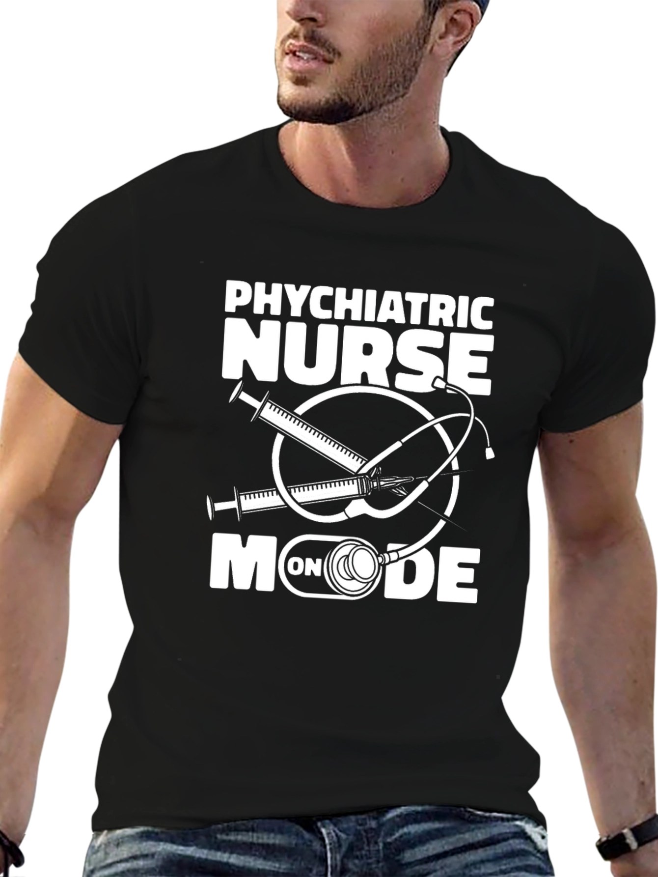 Psychiatric Nurse On Mode Black T-Shirt