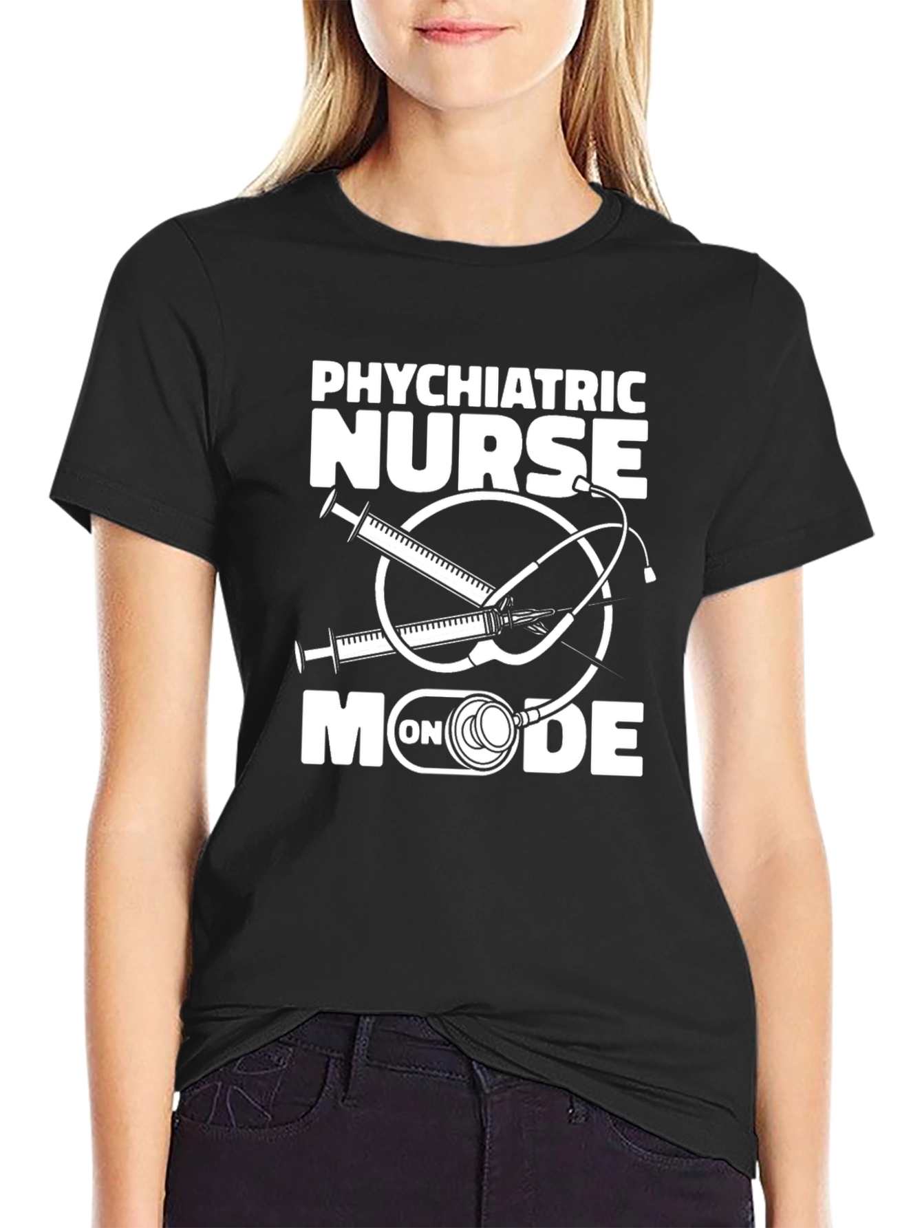 Psychiatric Nurse On Mode Black T-Shirt