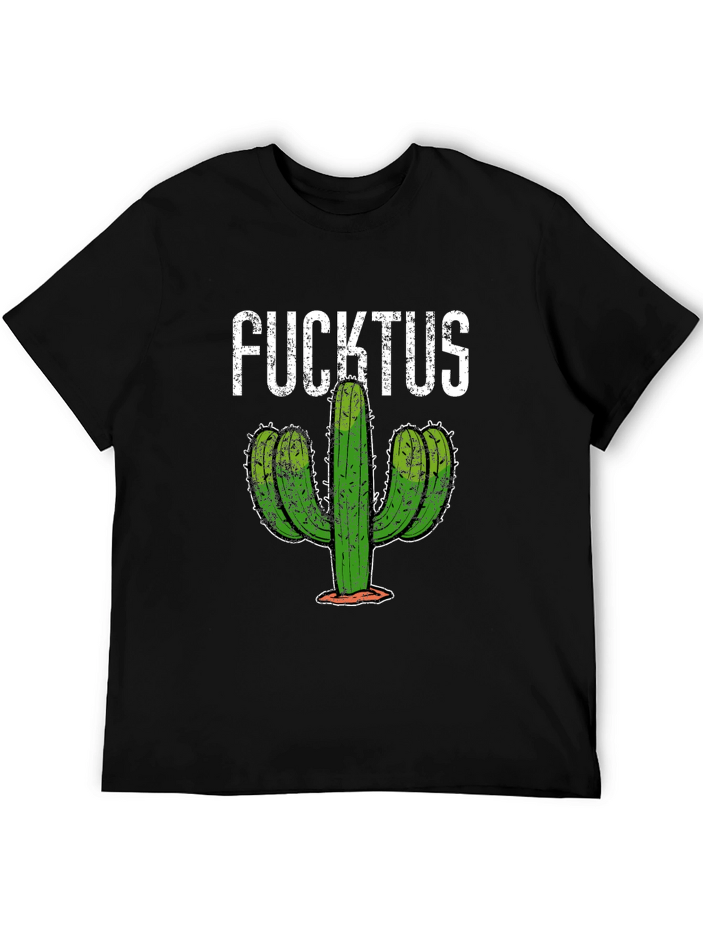 Funny Fucktus Cactus Graphic T-Shirt - Black
