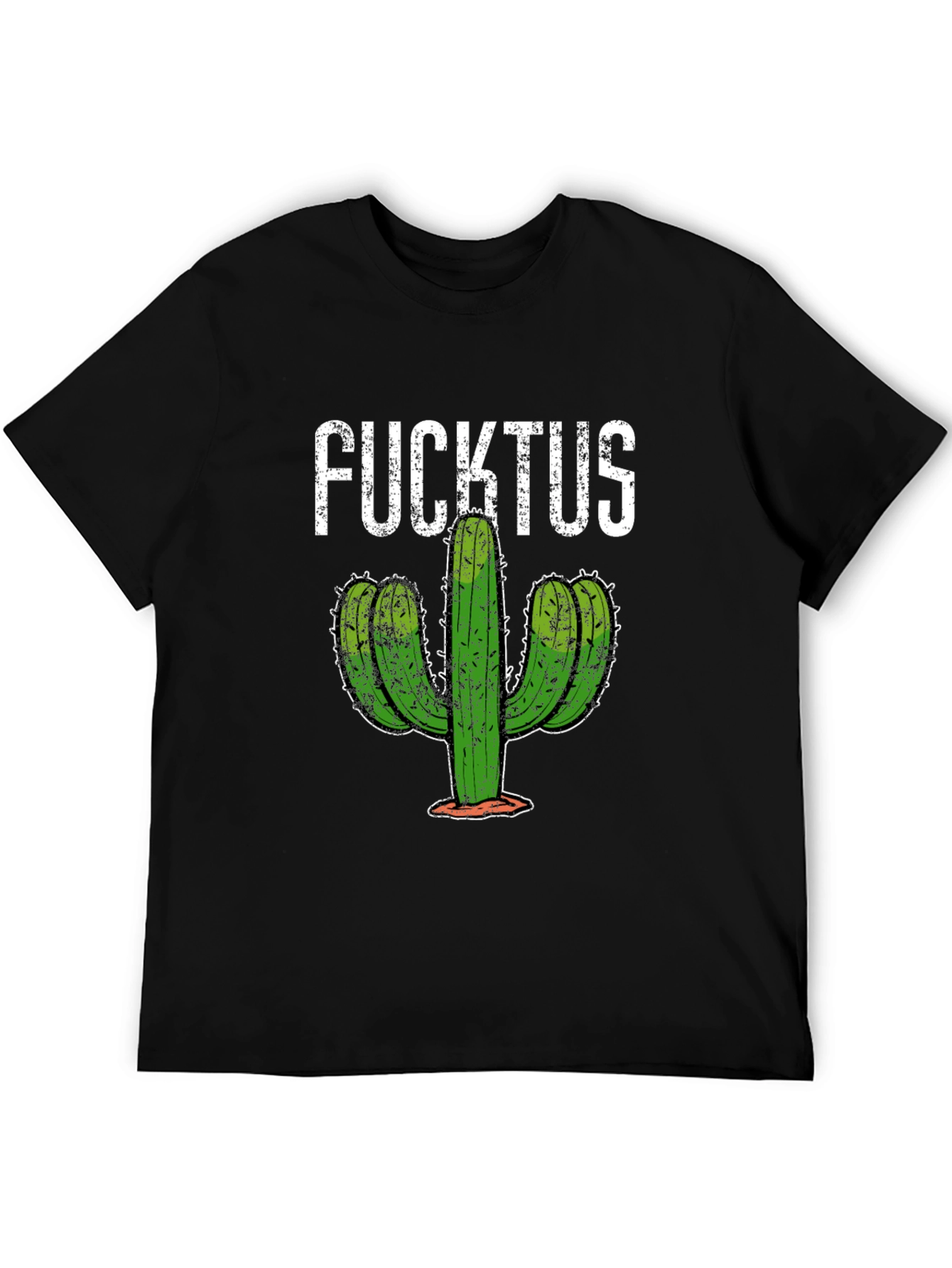 Funny Fucktus Cactus Graphic T-Shirt - Black