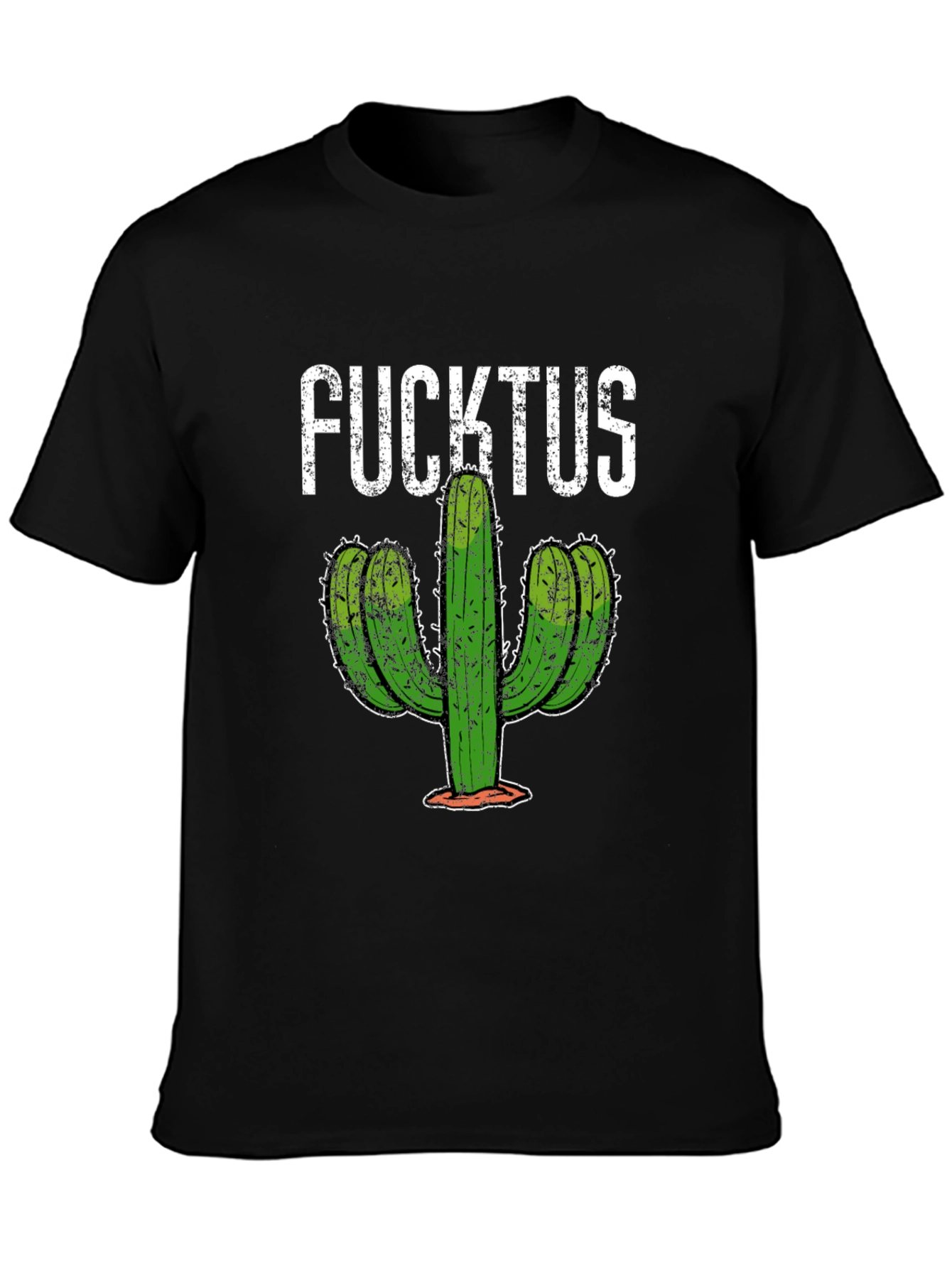 Funny Fucktus Cactus Graphic T-Shirt - Black