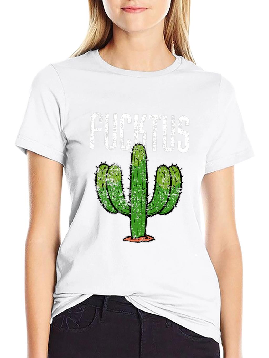 Funny Fucktus Cactus Graphic T-Shirt - Black