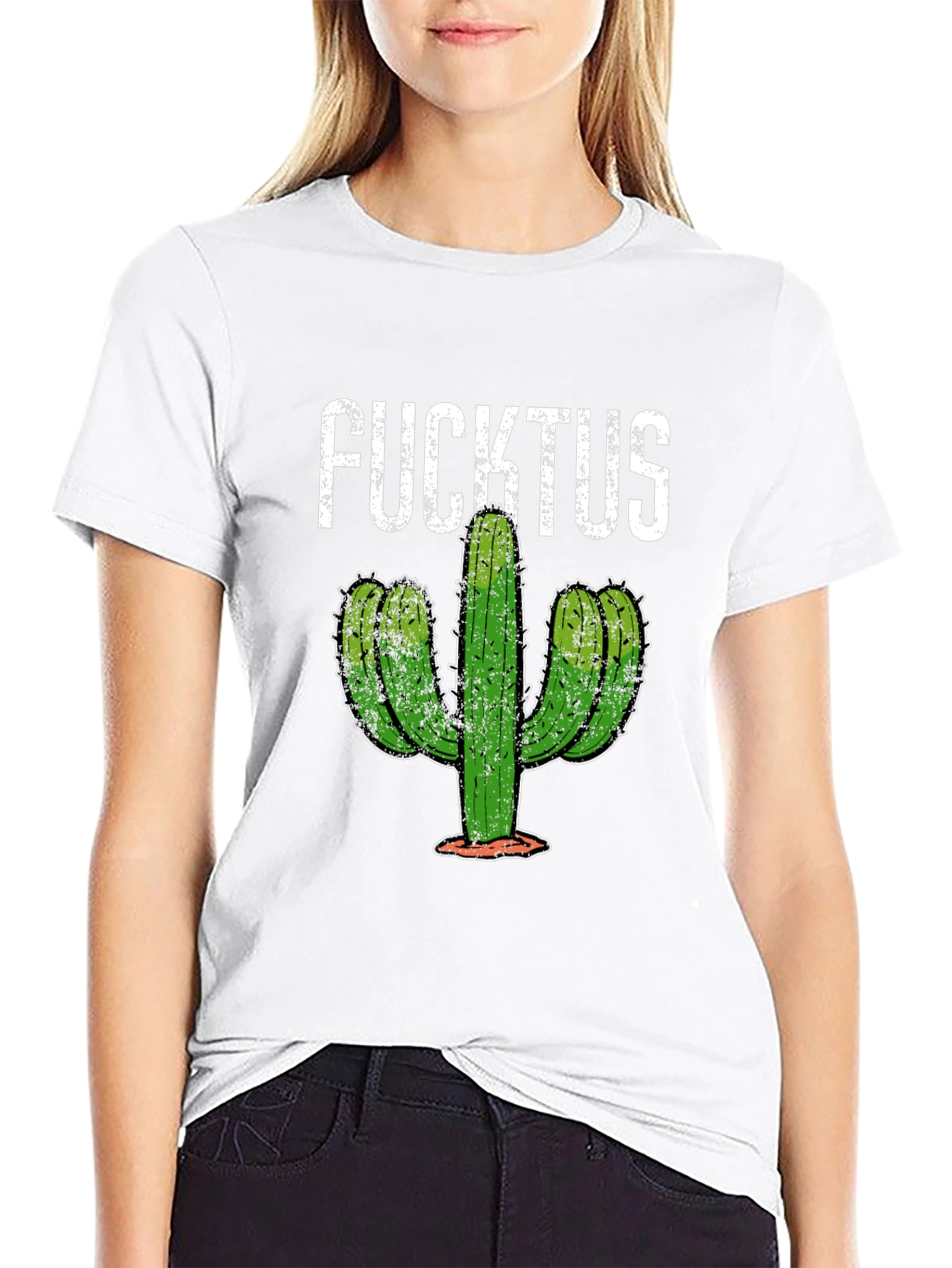 Funny Fucktus Cactus Graphic T-Shirt - Black