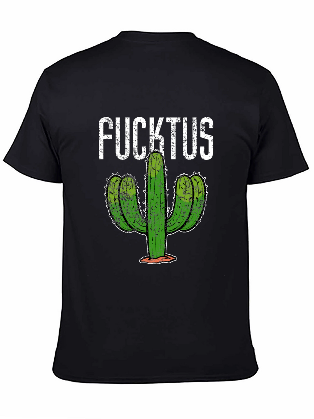 Funny Fucktus Cactus Graphic T-Shirt - Black
