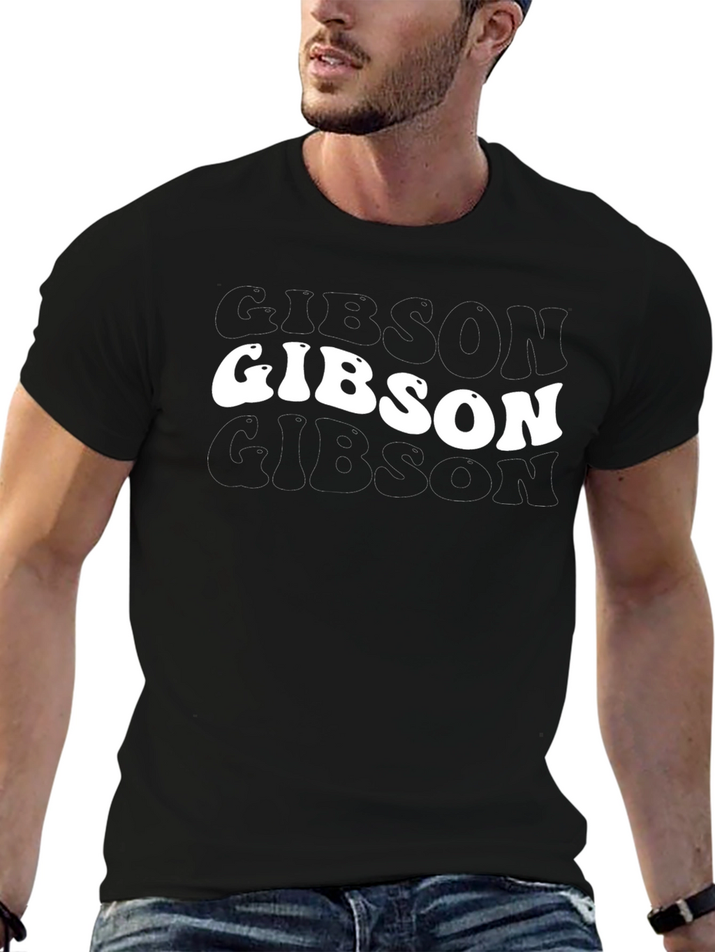 Retro Gibson Graphic Tee - Mens Black T-Shirt