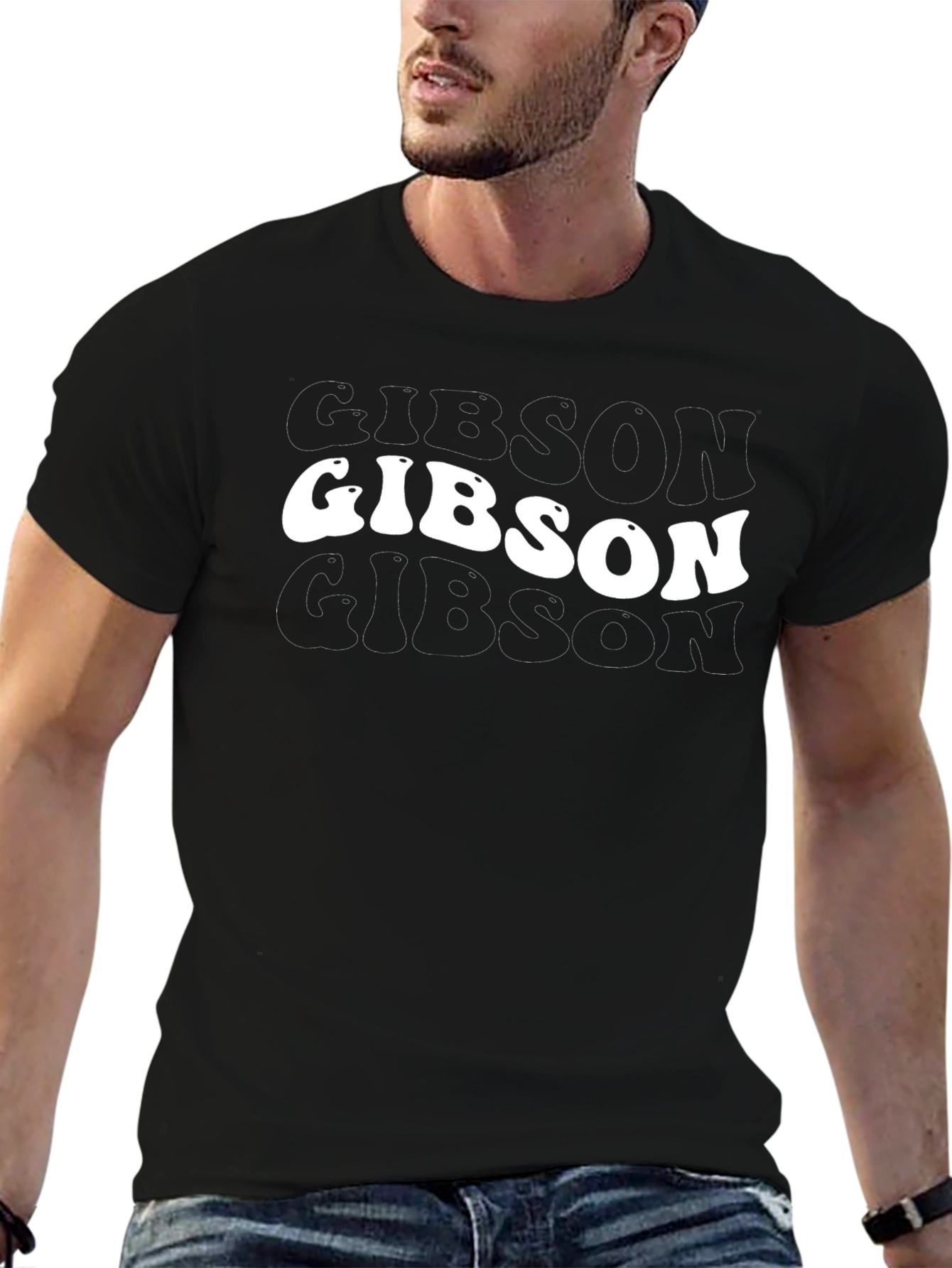 Retro Gibson Graphic Tee - Mens Black T-Shirt
